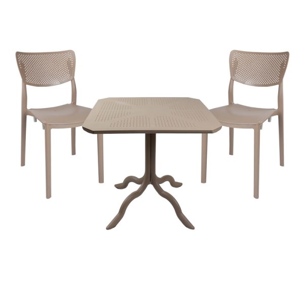 253 000095 Icon-Ignite pakoworld dining set 3pcs PP in cappuccino colorOutdoor furniture > Garden food table