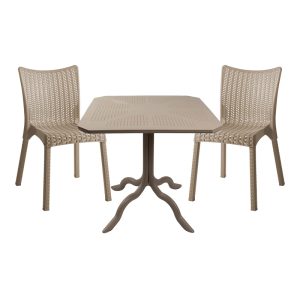 253 000099 Icon-Confident pakoworld dining set 3pcs PP in cappuccino colorOutdoor furniture > Garden food table