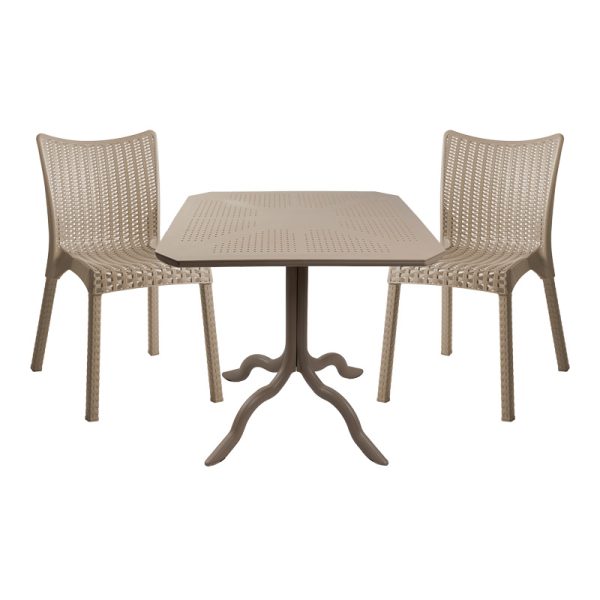 253 000099 Icon-Confident pakoworld dining set 3pcs PP in cappuccino colorOutdoor furniture > Garden food table