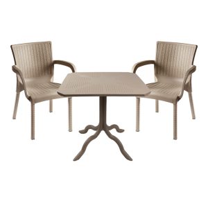 253 000100 Icon-Festive pakoworld dining set 3pcs PP in cappuccino colorOutdoor furniture > Garden food table