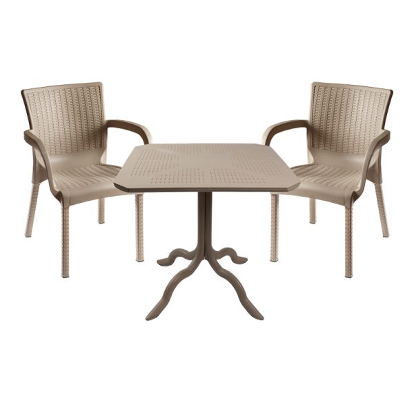 253 000100 Icon-Festive pakoworld dining set 3pcs PP in cappuccino colorOutdoor furniture > Garden food table