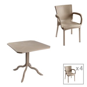 253 000101 Icon-Festive pakoworld dining set 5pcs PP in cappuccino colorOutdoor furniture > Garden food table