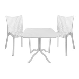 253 000110 Icon-Confident pakoworld dining set 3pcs PP in white shadeOutdoor furniture > Garden food table