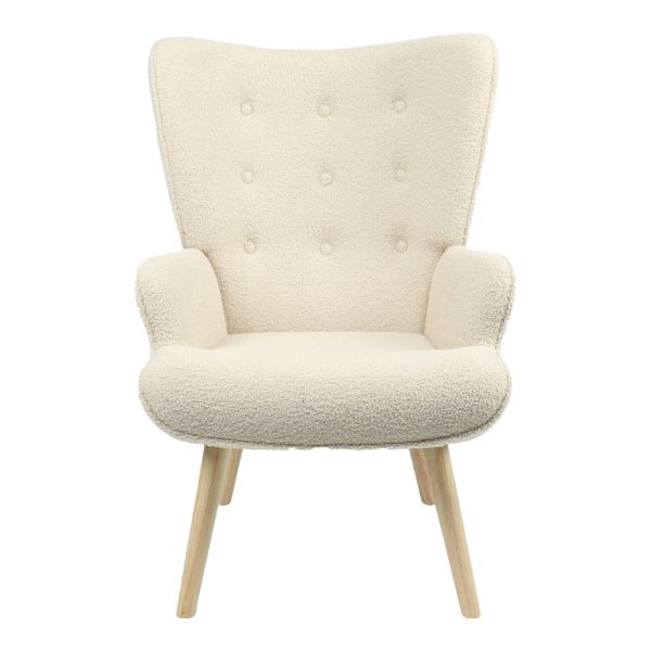 255 000021 2 Armchair Fluffy pakoworld teddy fabric cream-natural 75x69x96cmIndoor furniture > Living room armchairs