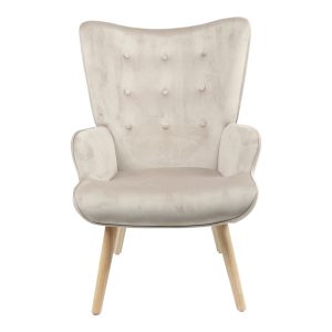 255 000024 2 Armchair Fluffy pakoworld velvet fabric beige-natural leg 75x69x96cmIndoor furniture > Living room armchairs