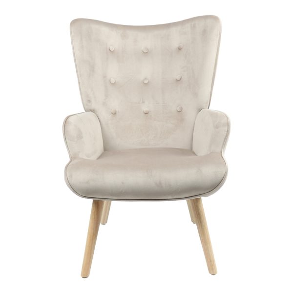 255 000024 2 Armchair Fluffy pakoworld velvet fabric beige-natural leg 75x69x96cmIndoor furniture > Living room armchairs