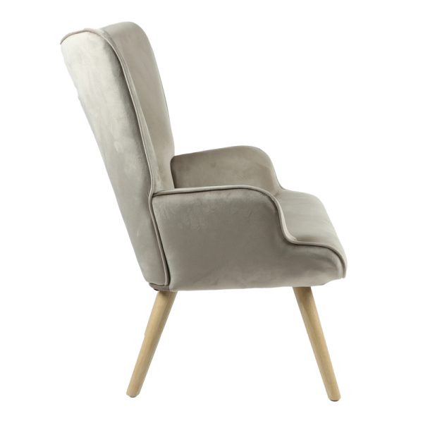 255 000024 3 Armchair Fluffy pakoworld velvet fabric beige-natural leg 75x69x96cmIndoor furniture > Living room armchairs