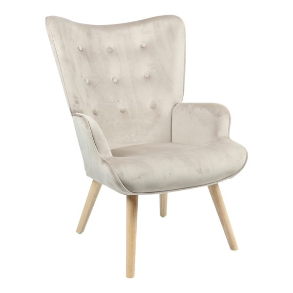 255 000024 Armchair Fluffy pakoworld velvet fabric beige-natural leg 75x69x96cmIndoor furniture > Living room armchairs