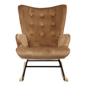 255 000027 2 Rocking armchair Georgia pakoworld taupe velvet fabric-natural 75x71x95cmIndoor furniture > Living room armchairs