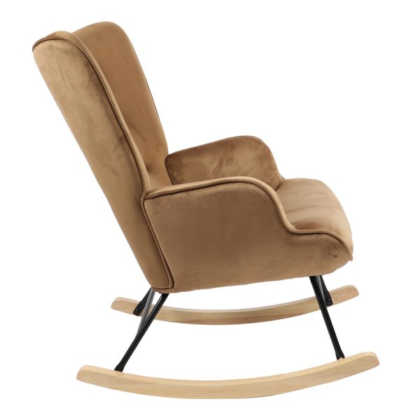 255 000027 3 Rocking armchair Georgia pakoworld taupe velvet fabric-natural 75x71x95cmIndoor furniture > Living room armchairs