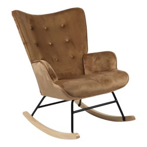255 000027 Rocking armchair Georgia pakoworld taupe velvet fabric-natural 75x71x95cmIndoor furniture > Living room armchairs