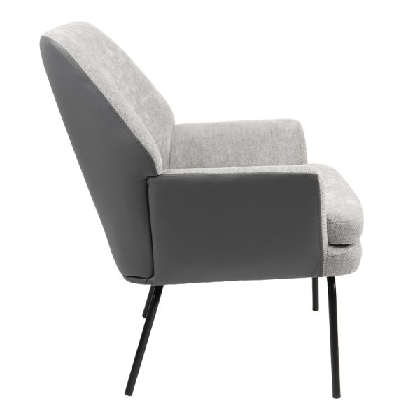 255 000044 3 Armchair Kieran pakoworld fabric gre- black leg 67x89x86cmIndoor furniture > Living room armchairs