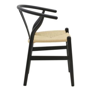 263 000025 2 Chair Wishbone pakoworld black beech wood-natural color rope 53x55x76cmBOHO CHIC > Chairs and Armchairs