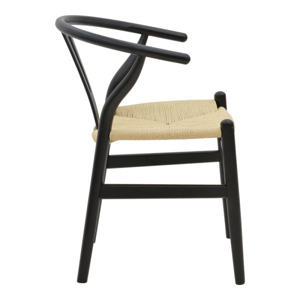 263 000025 2 Chair Wishbone pakoworld black beech wood-natural color rope 53x55x76cmBOHO CHIC > Chairs and Armchairs