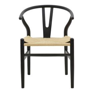 263 000025 3 Chair Wishbone pakoworld black beech wood-natural color rope 53x55x76cmBOHO CHIC > Chairs and Armchairs