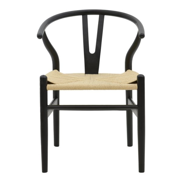 263 000025 3 Chair Wishbone pakoworld black beech wood-natural color rope 53x55x76cmBOHO CHIC > Chairs and Armchairs