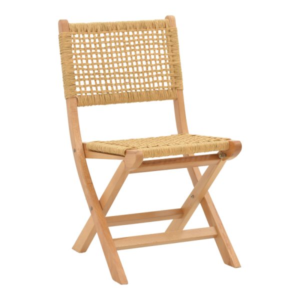 263 000040 Folding chair Xianju pakoworld beech wood and rope in natural shade 47x58x85cmBOHO CHIC > Chairs and Armchairs