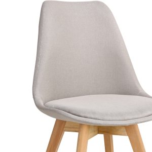 271 000015 4 Gaston chair pakoworld beige fabric and natural wood leg 48x55x83cmIndoor furniture > Chairs