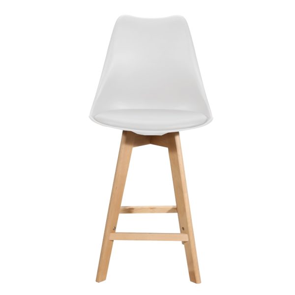 271 000018 2 Bar stool Gaston pakoworld white pp-pu and natural wood leg 48.5x56x104cmIndoor furniture > Bar stools