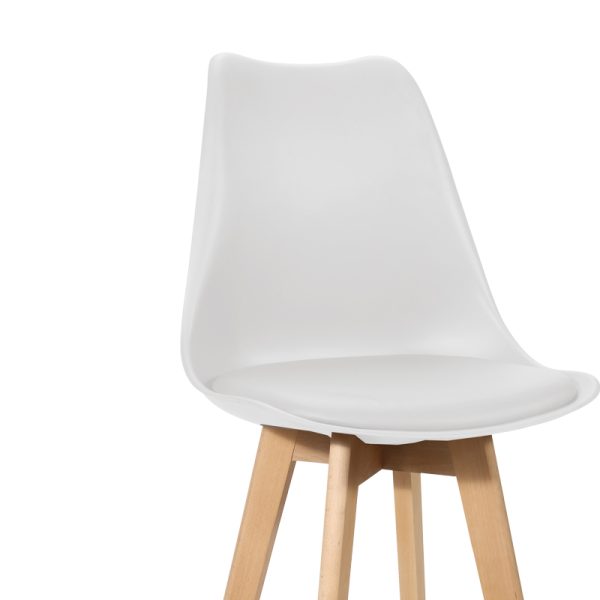 271 000018 3 Bar stool Gaston pakoworld white pp-pu and natural wood leg 48.5x56x104cmIndoor furniture > Bar stools