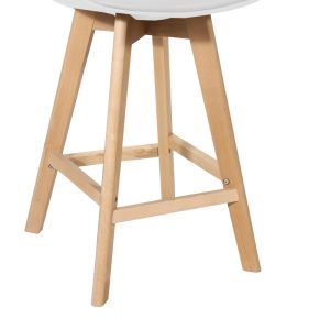 271 000018 4 Bar stool Gaston pakoworld white pp-pu and natural wood leg 48.5x56x104cmIndoor furniture > Bar stools