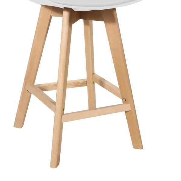 271 000018 4 Bar stool Gaston pakoworld white pp-pu and natural wood leg 48.5x56x104cmIndoor furniture > Bar stools