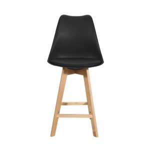 271 000019 2 Bar stool Gaston pakoworld black pp-pu and natural wood leg 48.5x56x104cmIndoor furniture > Bar stools