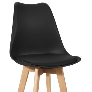 271 000019 3 Bar stool Gaston pakoworld black pp-pu and natural wood leg 48.5x56x104cmIndoor furniture > Bar stools