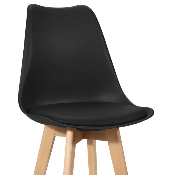 271 000019 3 Bar stool Gaston pakoworld black pp-pu and natural wood leg 48.5x56x104cmIndoor furniture > Bar stools