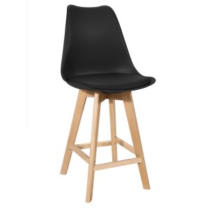 271 000019 Bar stool Gaston pakoworld black pp-pu and natural wood leg 48.5x56x104cmIndoor furniture > Bar stools