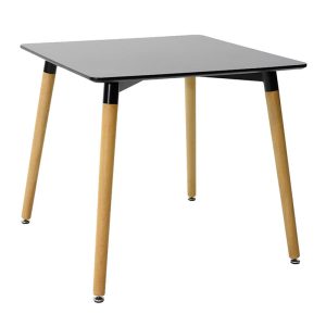 271 000030 3 Dining table Natali-Gaston set of 5 pakoworld MDF and beech wood in black-natural shade 80x80x76cmIndoor furniture > Dinning sets