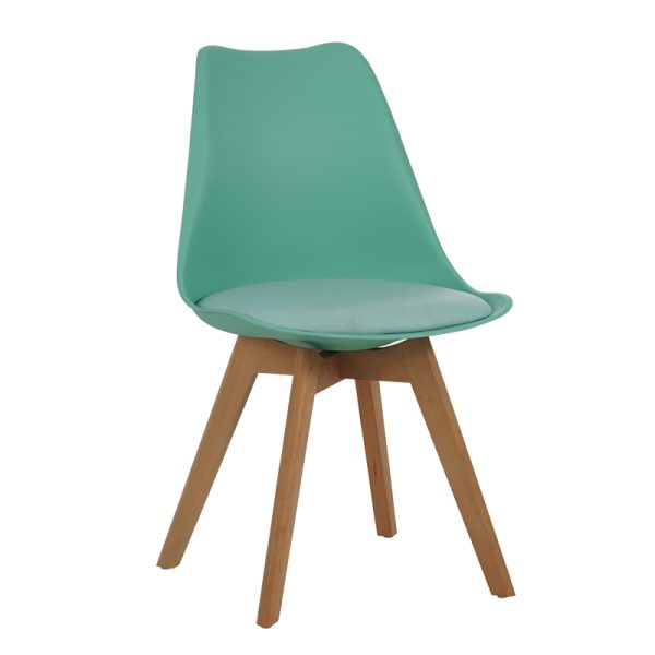 271 000040 Chair Gaston pakoworld pp-pu in teal color with natural colored wooden leg 48.5x53.5x83cmIndoor furniture > Chairs