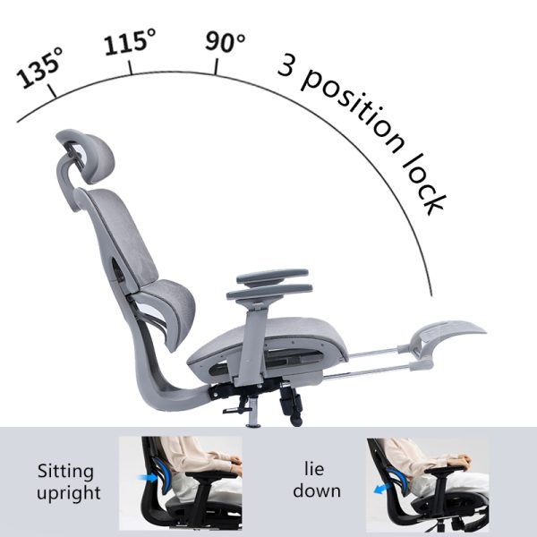 275 000001 2 Office chair manager with footrest Thelonius pakoworld mesh greyOffice furniture > Manager office chairs