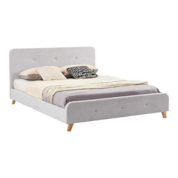 279 000014 Double bed Restel pakoworld grey fabric 160x200cm