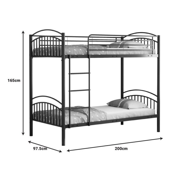 285 000005 4 Bunk bed Mordecai pakoworld black metal 97.5x200x165cmIndoor furniture > Children's Room
