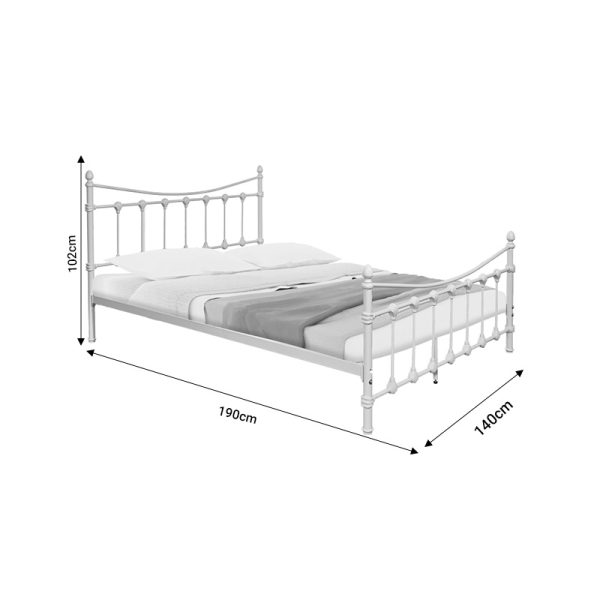 285 000010 4 Bed Beowulf pakoworld white metal 140x190cmIndoor furniture > Beds