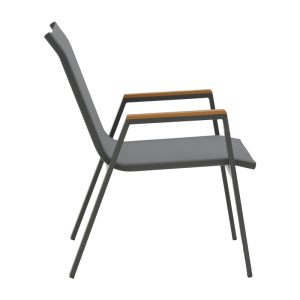 288 000001 2 Armchair Azelie pakoworld dark grey textilene-dark grey aluminium leg-plywood arms 56x75x88cmOutdoor furniture > Garden armchairs