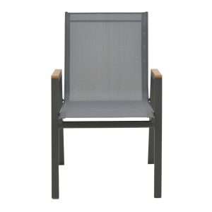 288 000001 3 Armchair Azelie pakoworld dark grey textilene-dark grey aluminium leg-plywood arms 56x75x88cmOutdoor furniture > Garden armchairs