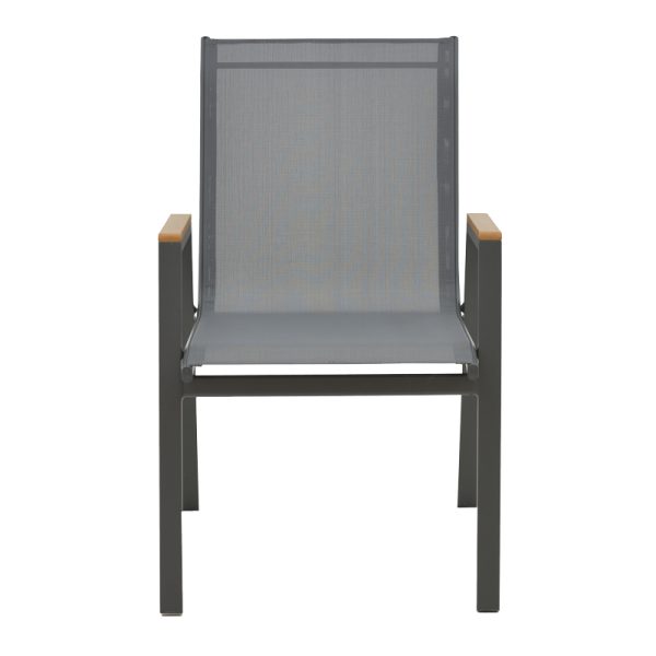288 000001 3 Armchair Azelie pakoworld dark grey textilene-dark grey aluminium leg-plywood arms 56x75x88cmOutdoor furniture > Garden armchairs