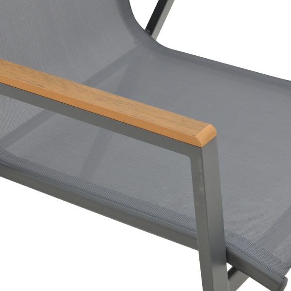 288 000001 4 Armchair Azelie pakoworld dark grey textilene-dark grey aluminium leg-plywood arms 56x75x88cmOutdoor furniture > Garden armchairs