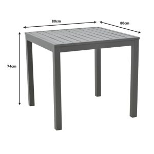 288 000005 4 Table Kliton pakoworld aluminium dark grey 80x80x74cmOutdoor furniture > Garden dining sets