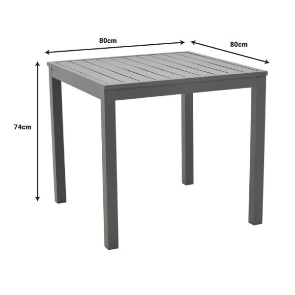 288 000005 4 Table Kliton pakoworld aluminium dark grey 80x80x74cmOutdoor furniture > Garden dining sets