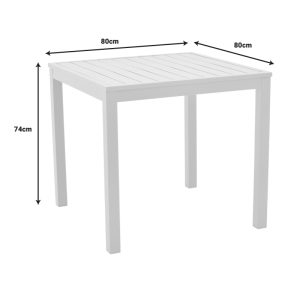 288 000006 4 Table Kliton pakoworld aluminium white 80x80x74cmOutdoor furniture > Coffee tables