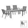 288 000009 Thorio-Felicia dining table set of 5 pakoworld anthracite aluminum and plywood in a natural shade 160x90x75cmOutdoor furniture > Garden food table