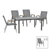 288 000010 Thorio-Felicia dining table set of 5 pakoworld anthracite aluminum and plywood in a natural shade 160x90x75cmOutdoor furniture > Garden food table