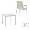288 000014 Dining table Savor-Kliton set of 3 pakoworld white aluminum and rattan in natural color 80x80x74cmOutdoor furniture > Garden food table