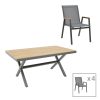 288 000017 Dining table Nares-Norture A set of 5 pakoworld white aluminum and plywood in a natural shade 140x80x72.5cmOutdoor furniture > Garden food table