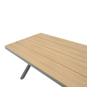 288 000018 3 Thorio-Azelie dining table set of 7 pakoworld anthracite aluminum and plywood in natural shade 160x90x75cmOutdoor furniture > Garden food table