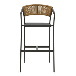 291 000016 3 Aluminum bar stool Phoenix pakoworld stackable anthracite frame-textilene natural rattan 53x58x103cmOutdoor furniture > Stools