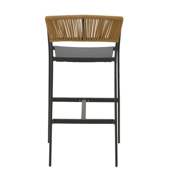 291 000016 4 Aluminum bar stool Phoenix pakoworld stackable anthracite frame-textilene natural rattan 53x58x103cmOutdoor furniture > Stools